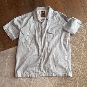 Dickies Men's Casual Light Gray Button Down Shirt